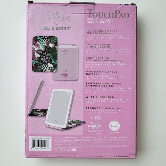 NEW! IMPRESSIONS Hello Kitty Touch Pad Mini Tri-Tone Makeup Mirror Flip - Picture 4 of 8